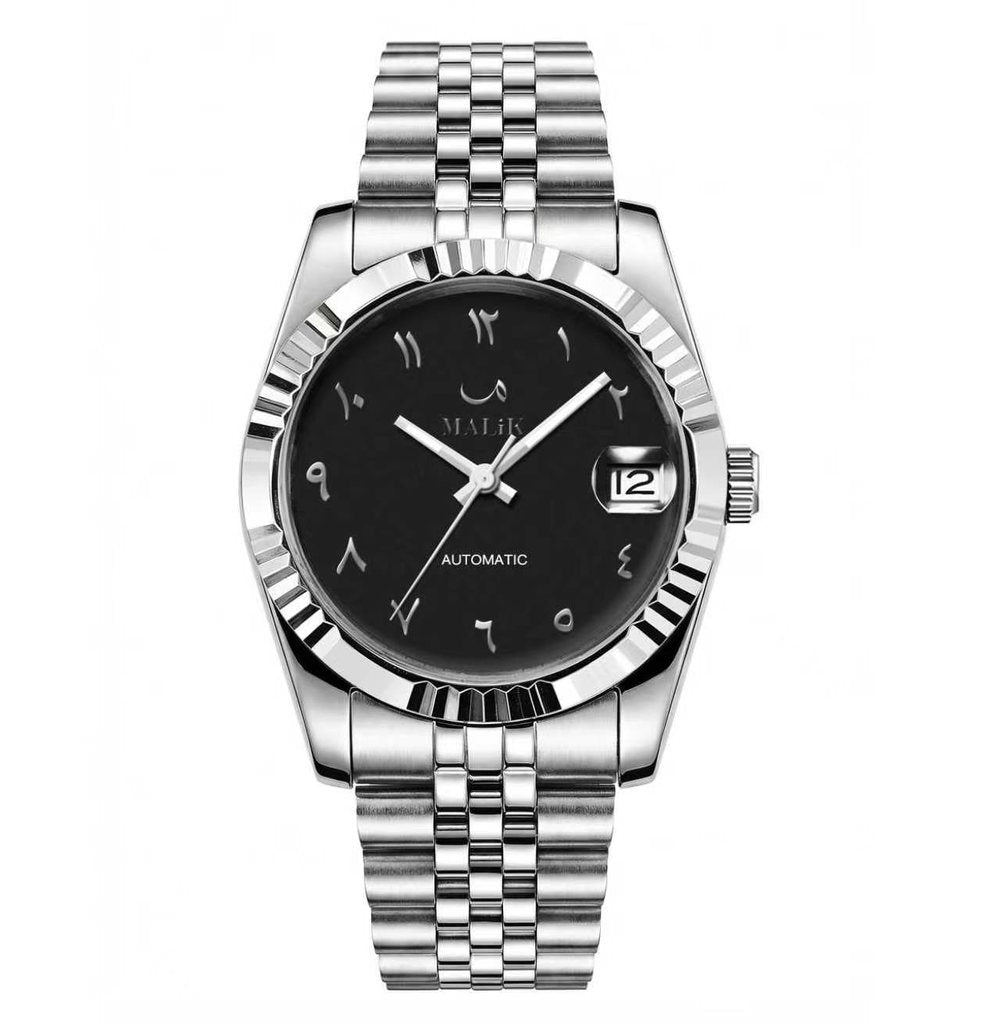 MALiK Night Black Automatikuhr mit arabischen Ziffern